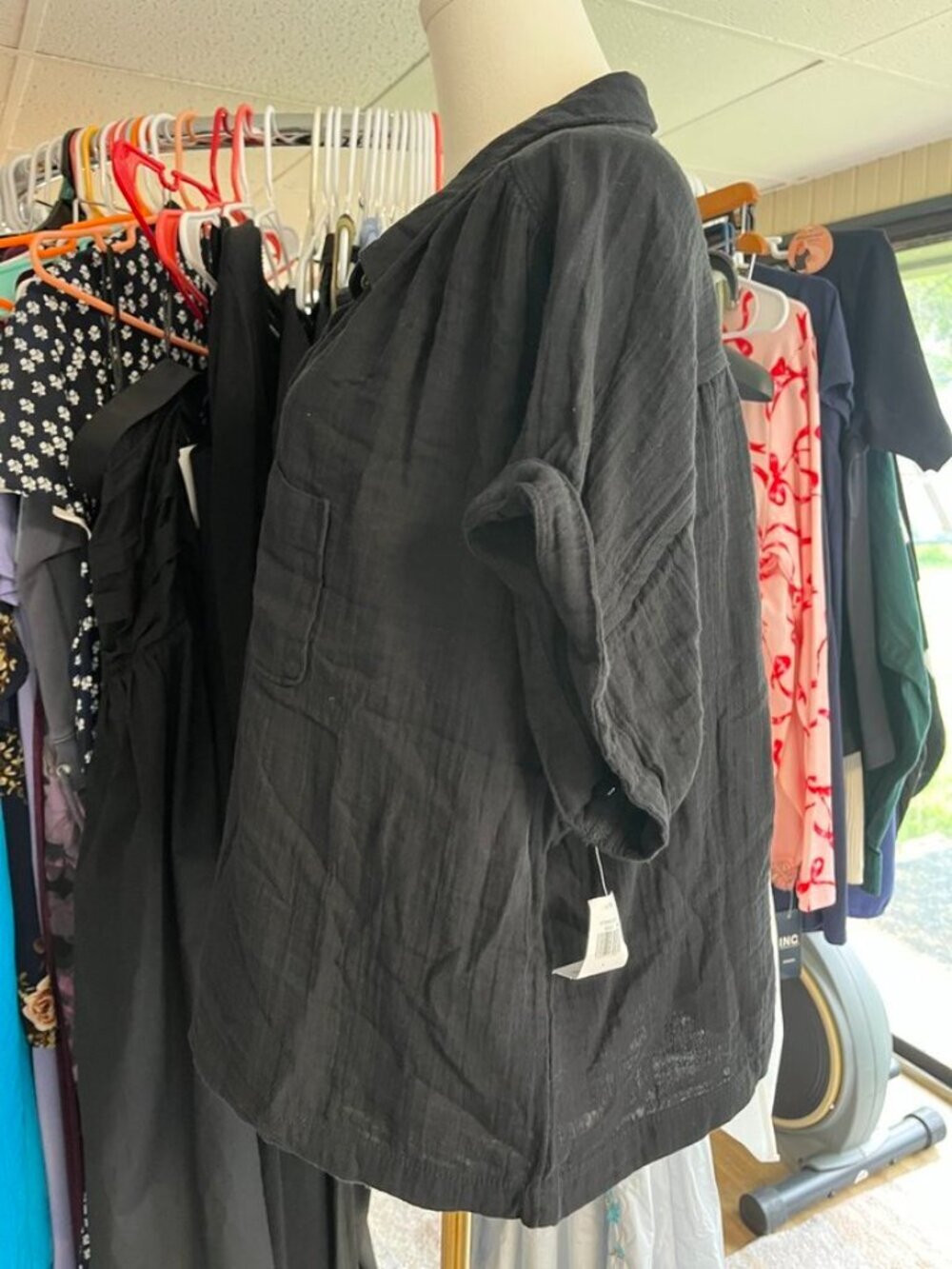 Old Navy Black Gauze Dolman Sleeve Button Front Blouse Large NWT - Picture 4 of 12